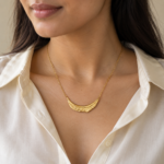 Lumina Crescent Gold Plated Necklace on white background