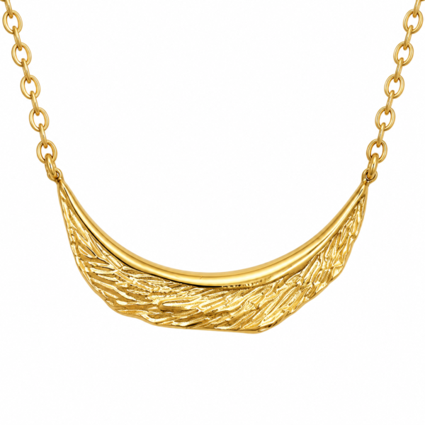 lumina crescent gold plated necklace gal 2 Woman wearing Lumina Crescent Gold Plated Necklace