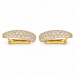 Pair of gold plated huggies with pave stones