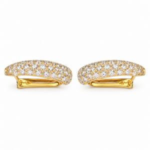 Pair of gold plated huggies with pave stones