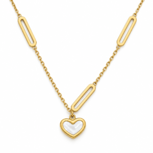Elegant Pearlheart Golden Necklace featuring a heart pendant
