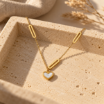 Elegant Pearlheart Golden Necklace featuring a heart pendant