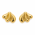 Pair of shell-inspired Gold Plated Studs on white background