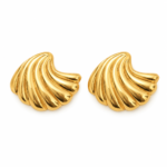 Pair of Shell Radiance Gold Plated Studs on white background