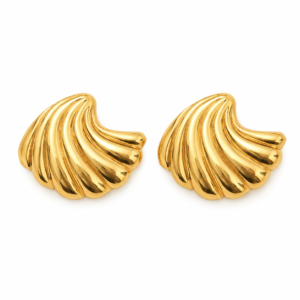 Pair of Shell Radiance Gold Plated Studs on white background