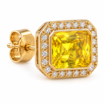 A close-up view of the Solara Yellow Stone Studs showing the intricate crystal detailing and gold finish