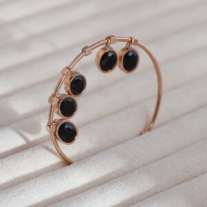 Aurora Black Stone Bloom Charm Kada