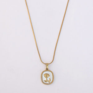 Rose Flower MOP Pendant Necklace