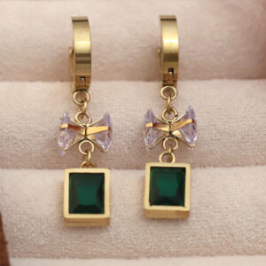 Bow-Embellished Emerald Drop Earrings