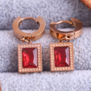 Crimson Elegance Rose Gold Earrings