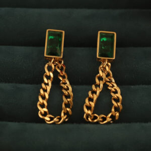 Emerald Chain Drop Earrings