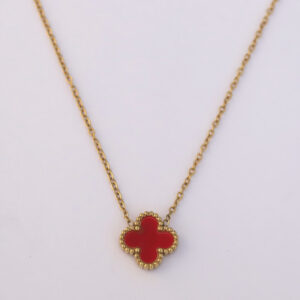 Crimson Clover Charm Necklace