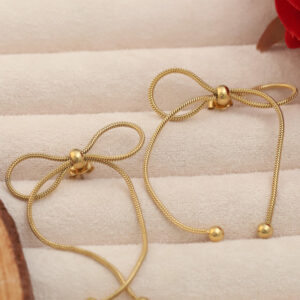 Golden Bow Chain Drop Earrings