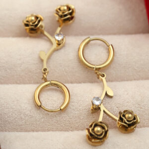Golden Rose Blossom Earrings