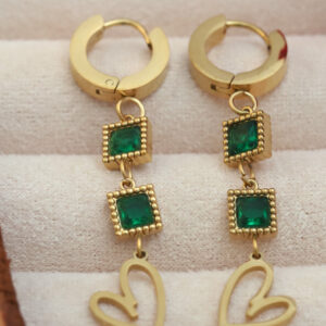 Heartfelt Elegance Green Drop Earrings