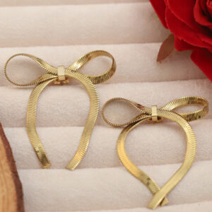 Regal Bow Snake Chain Earrings
