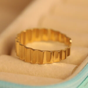 Golden Ripple Textured Ring