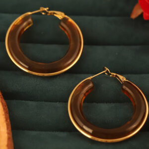 Tortoise Shell Gold Hoop Earrings