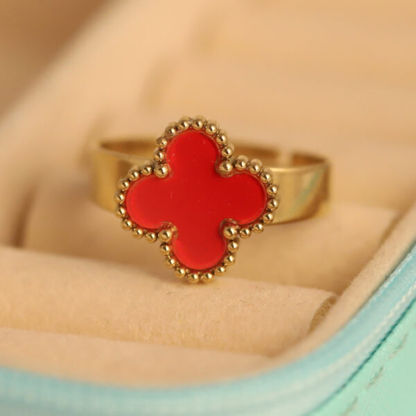 Crimson Charm Quatrefoil Ring