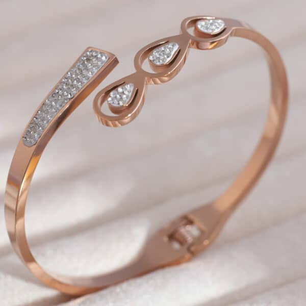 Diamond Drop Rose Gold Charm Kada - Image 3