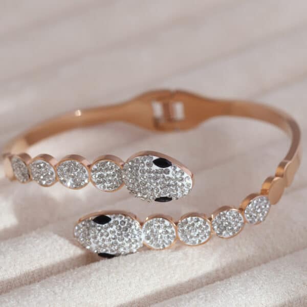Diamond Serpent Rose Gold Charm Kada