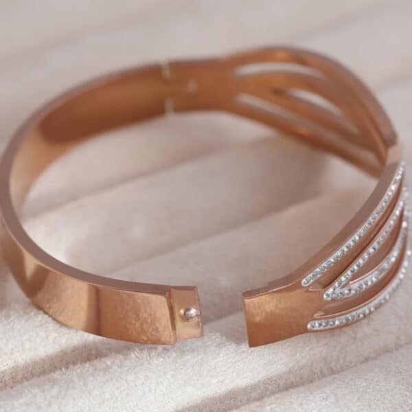 Elegant Rose Gold Crystal Wave Bracelet - Image 2
