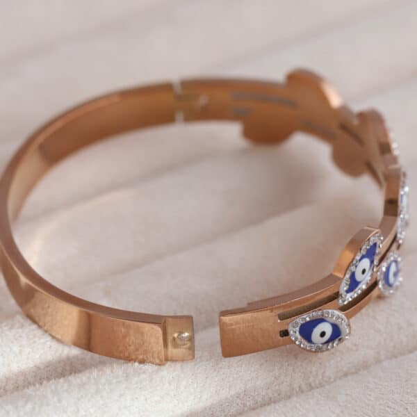 Evil Eye Rose Gold Charm Kada - Image 2
