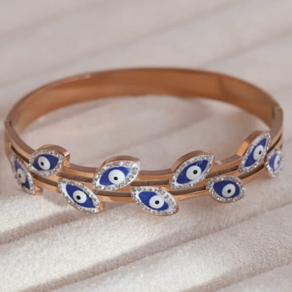 Evil Eye Rose Gold Charm Kada