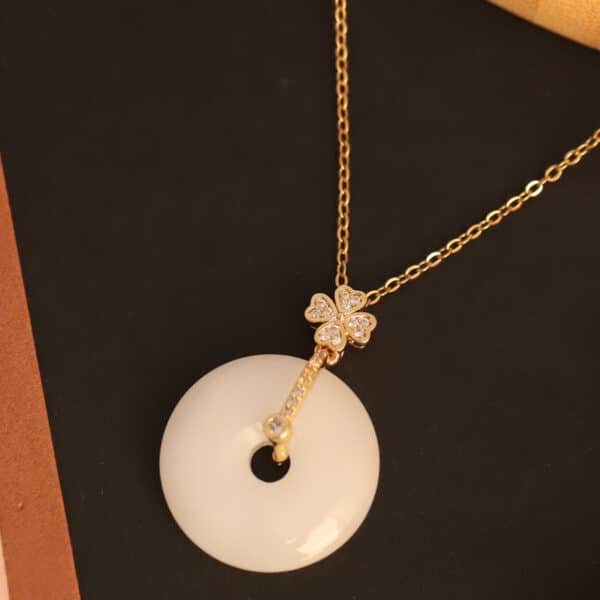 Floral Elegance Circle Pendant Necklace - Image 3