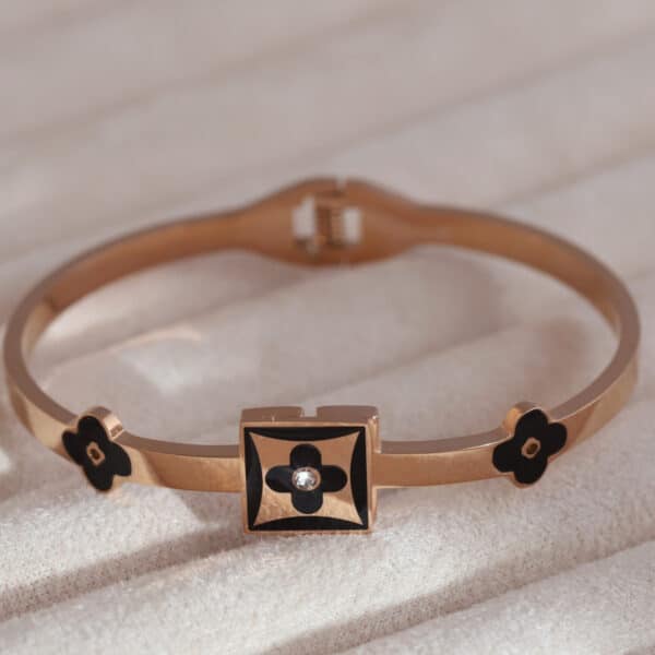 Floral Elegance Rose Gold Charm Kada