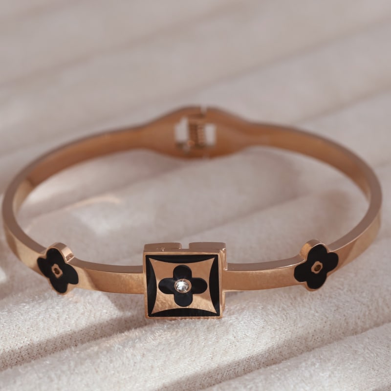 Floral Elegance Rose Gold Charm Kada