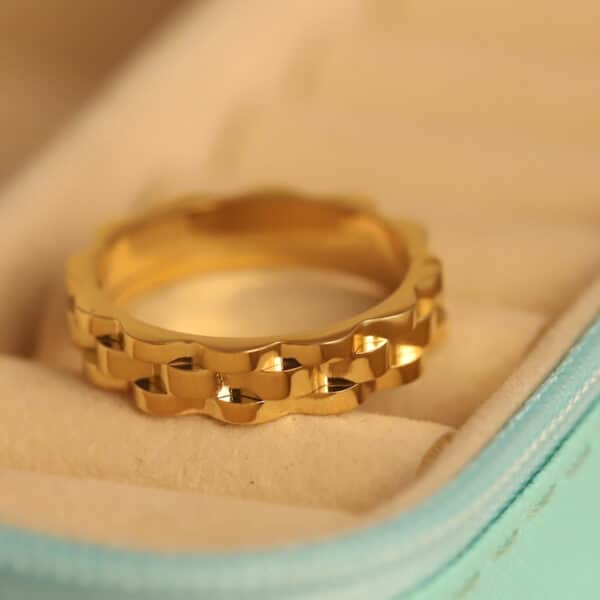Geometric Harmony Gold Ring