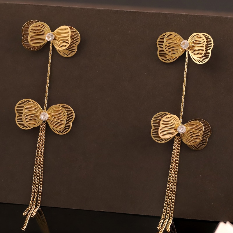 Gilded Bow Cascade Earrings