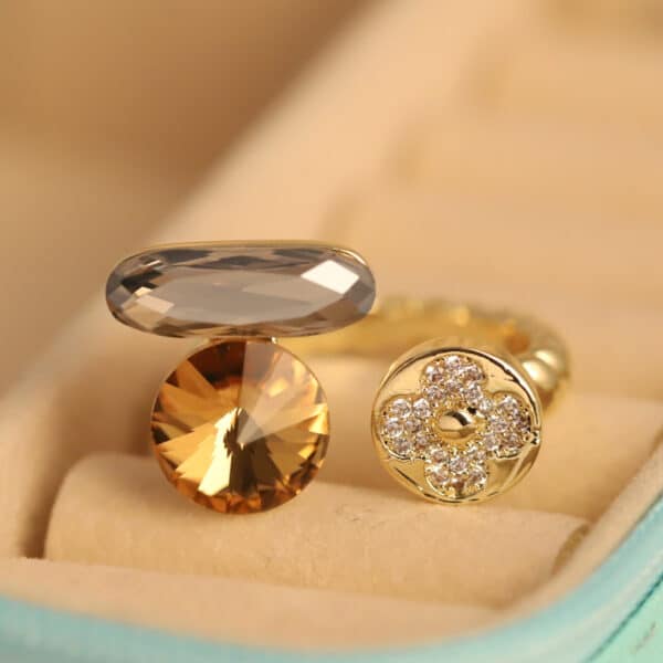 Gleaming Blossom Dual Stone Ring