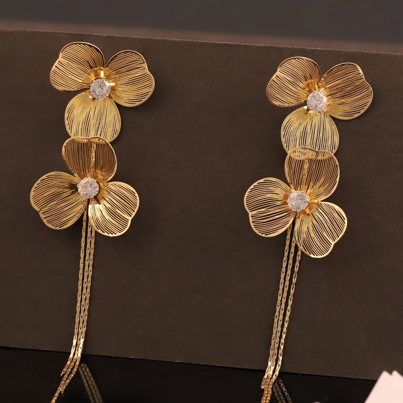 Golden Blossom Drop Earring
