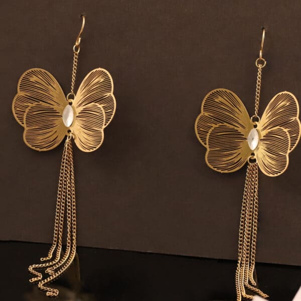 Golden Butterfly Cascade Earrings