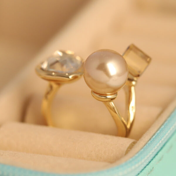 Golden Glow Gemstone & Pearl Ring - Image 2