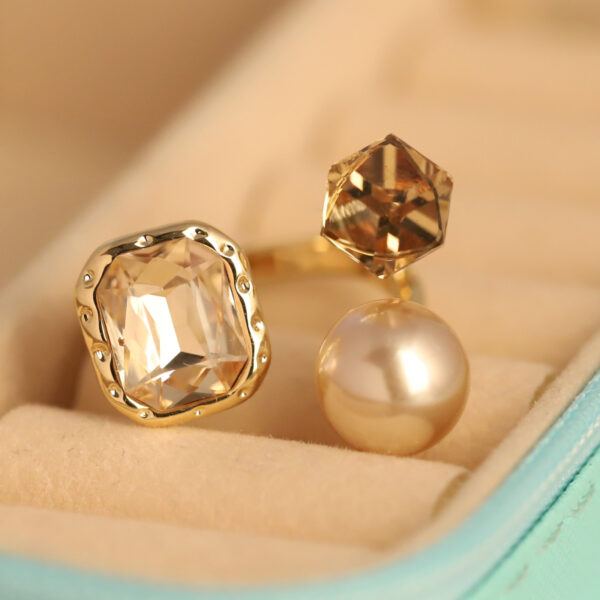 Golden Glow Gemstone & Pearl Ring