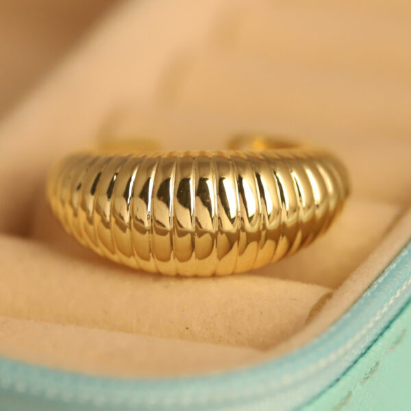 Golden Halo Ribbed Ring - Image 2