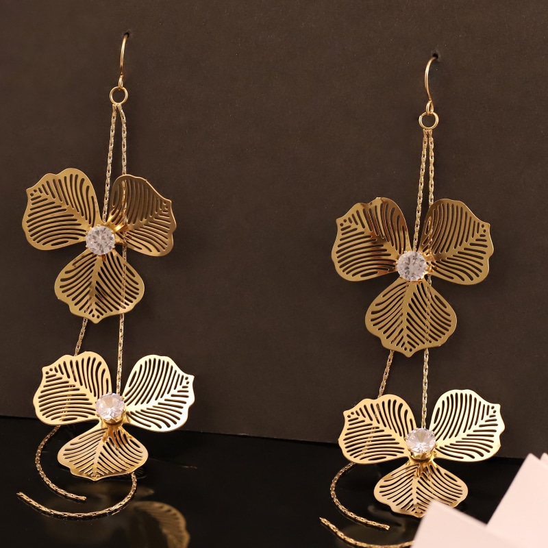 Golden Orchid Cascade Earrings