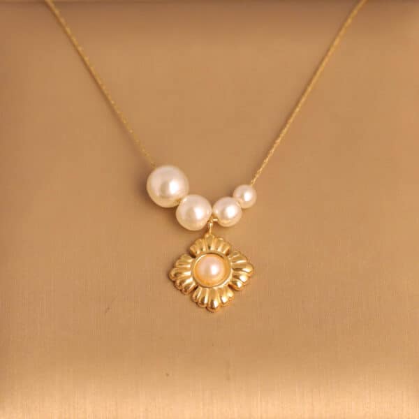 Golden Pearl Blossom Necklace