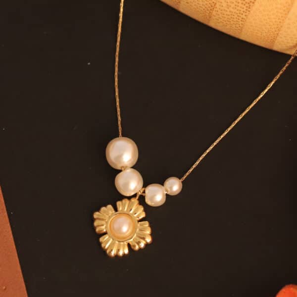 Golden Pearl Blossom Necklace