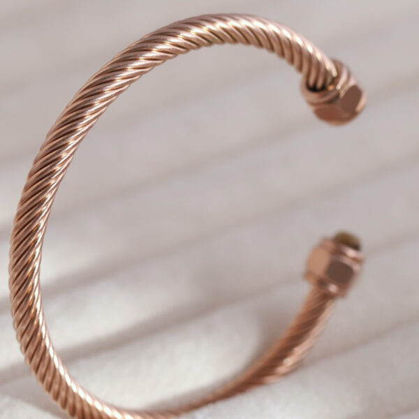 Industrial Elegance Rose Gold Twist Kada - Image 2