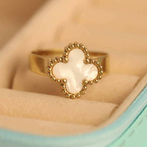 Opal Glow Quatrefoil Ring