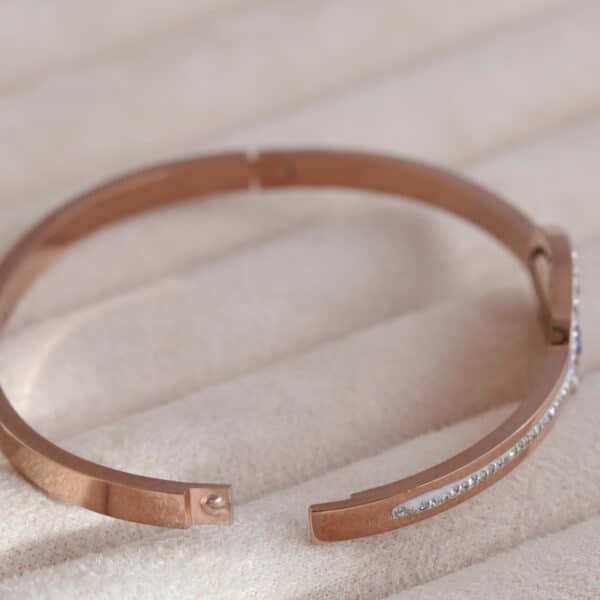 Rose Gold Evil Eye Bracelet with Blue Stones - Image 3