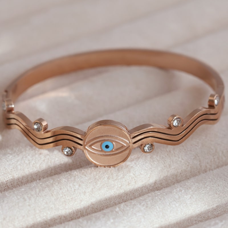 Serene Eye Rose Gold Charm Kada