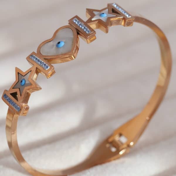 Starry Heart Rose Gold Charm Kada - Image 2