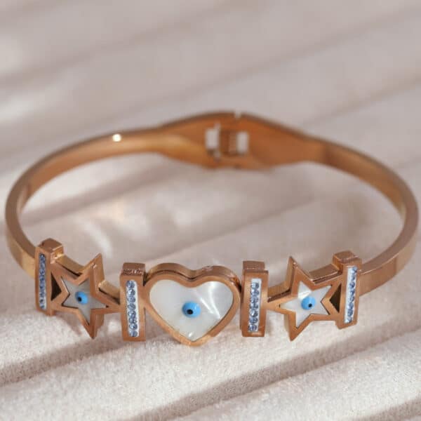 Starry Heart Rose Gold Charm Kada