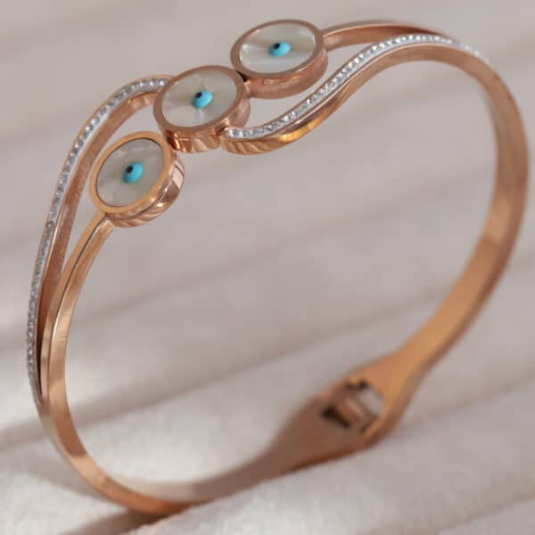 Triple Eye Rose Gold Charm Kada - Image 3