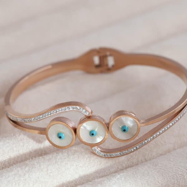 Triple Eye Rose Gold Charm Kada
